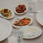 Elegant display of assorted Turkish meze dishes with Yeni Raki in a restaurant setting.